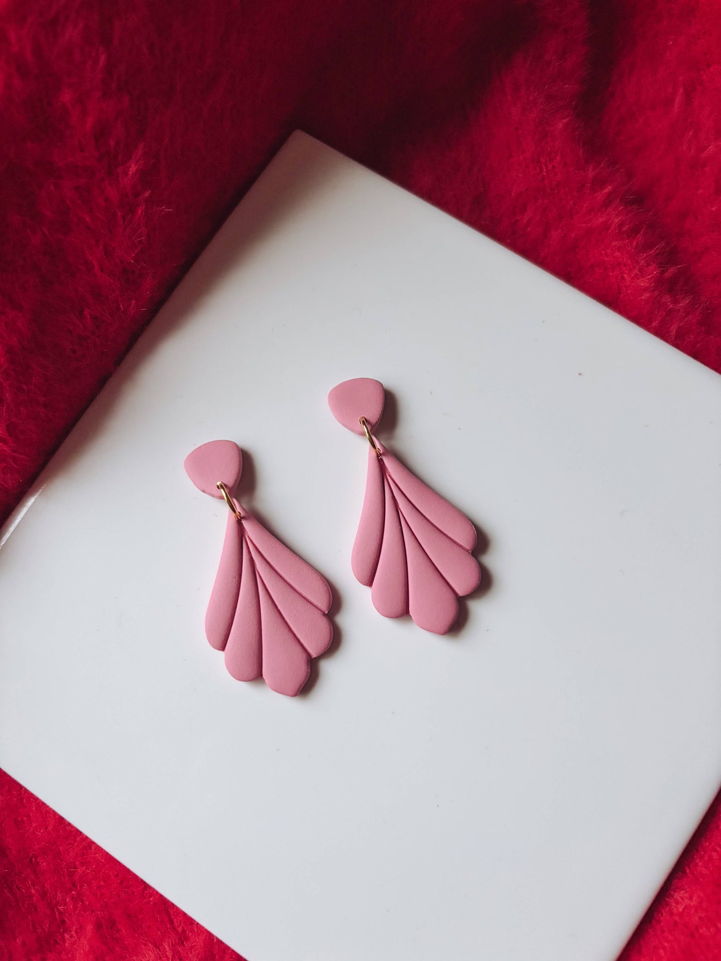 Pink Art Deco Earrings, Valentine's Day Earrings