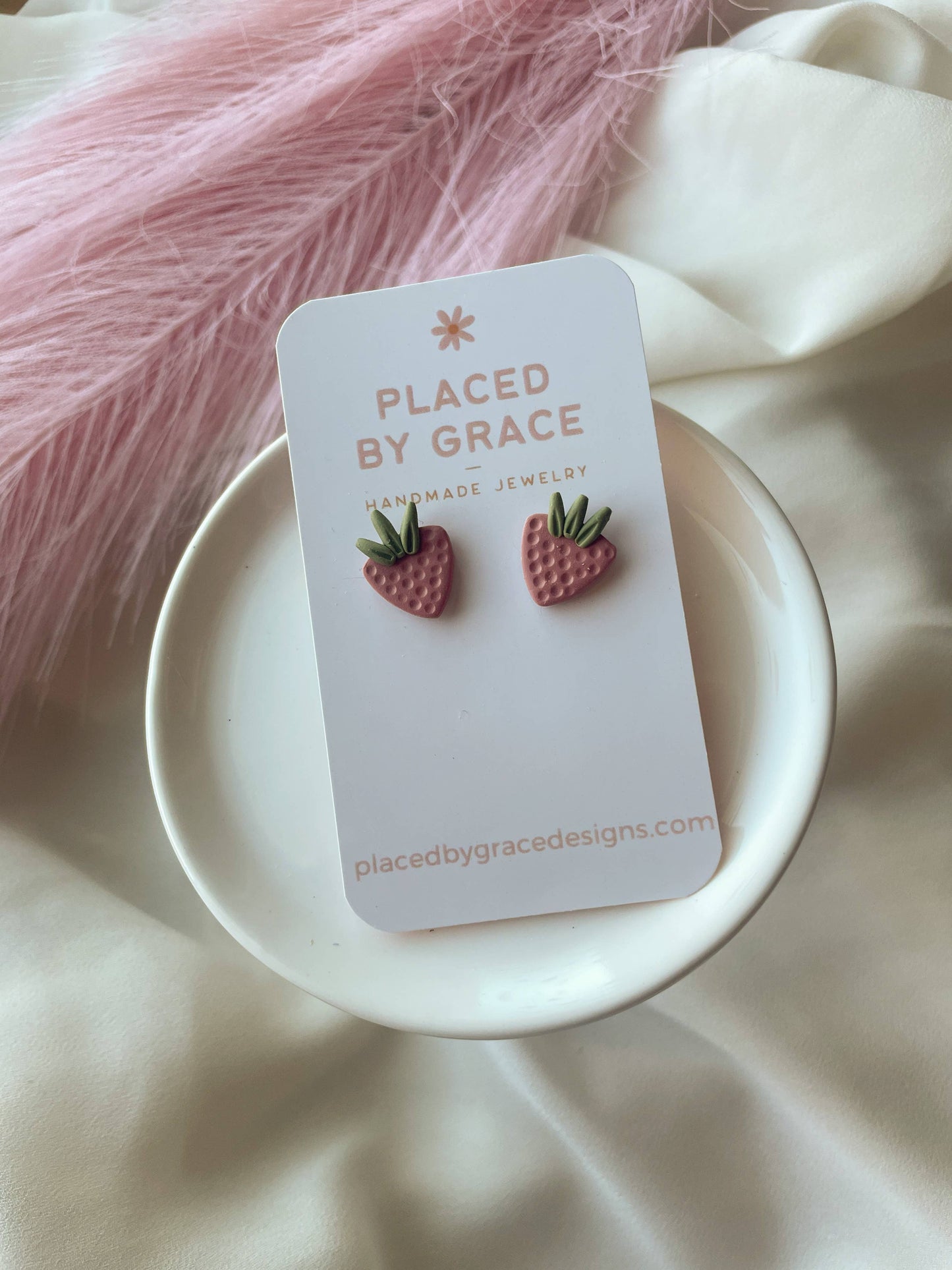 Strawberry Studs I Strawberries, Strawberry Clay Earrings