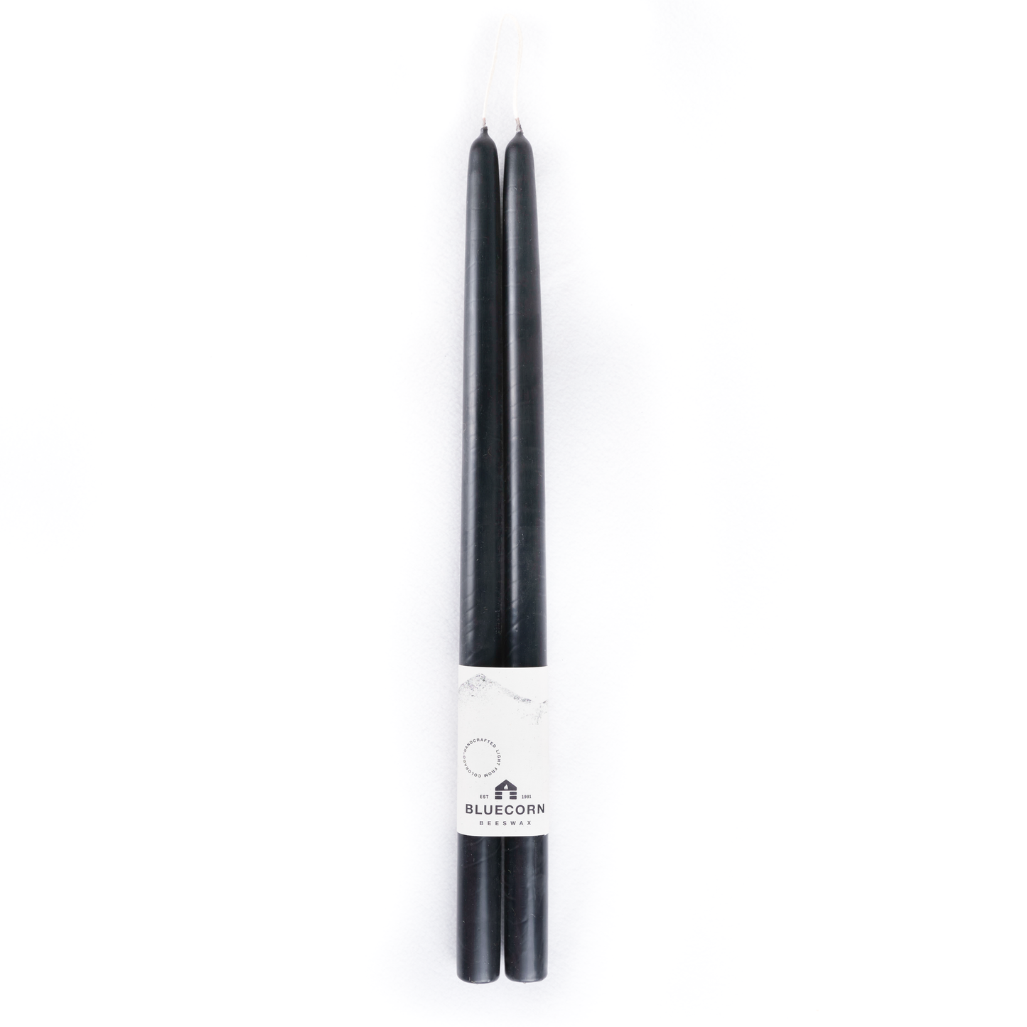 Pair of Hand-Dipped Beeswax Taper Candles: 10" / Black