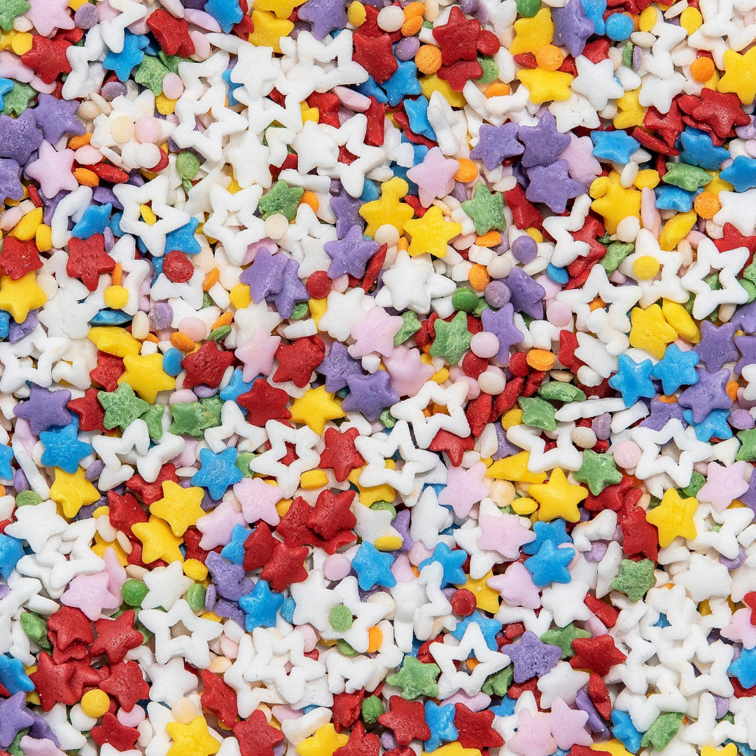 Dye-Free Rainbow Starfetti Sprinkles, 1LB Bag