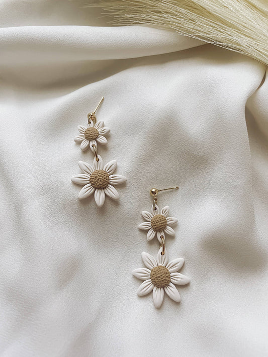 The "Gail" Earrings I Pink Daisy Clay Earrings