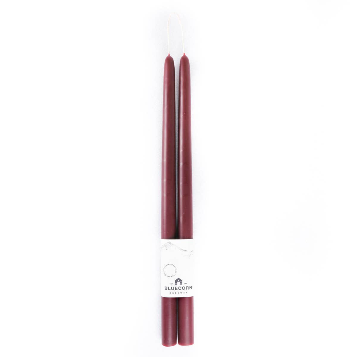 Pair of Hand-Dipped Beeswax Taper Candles: 10" / Red
