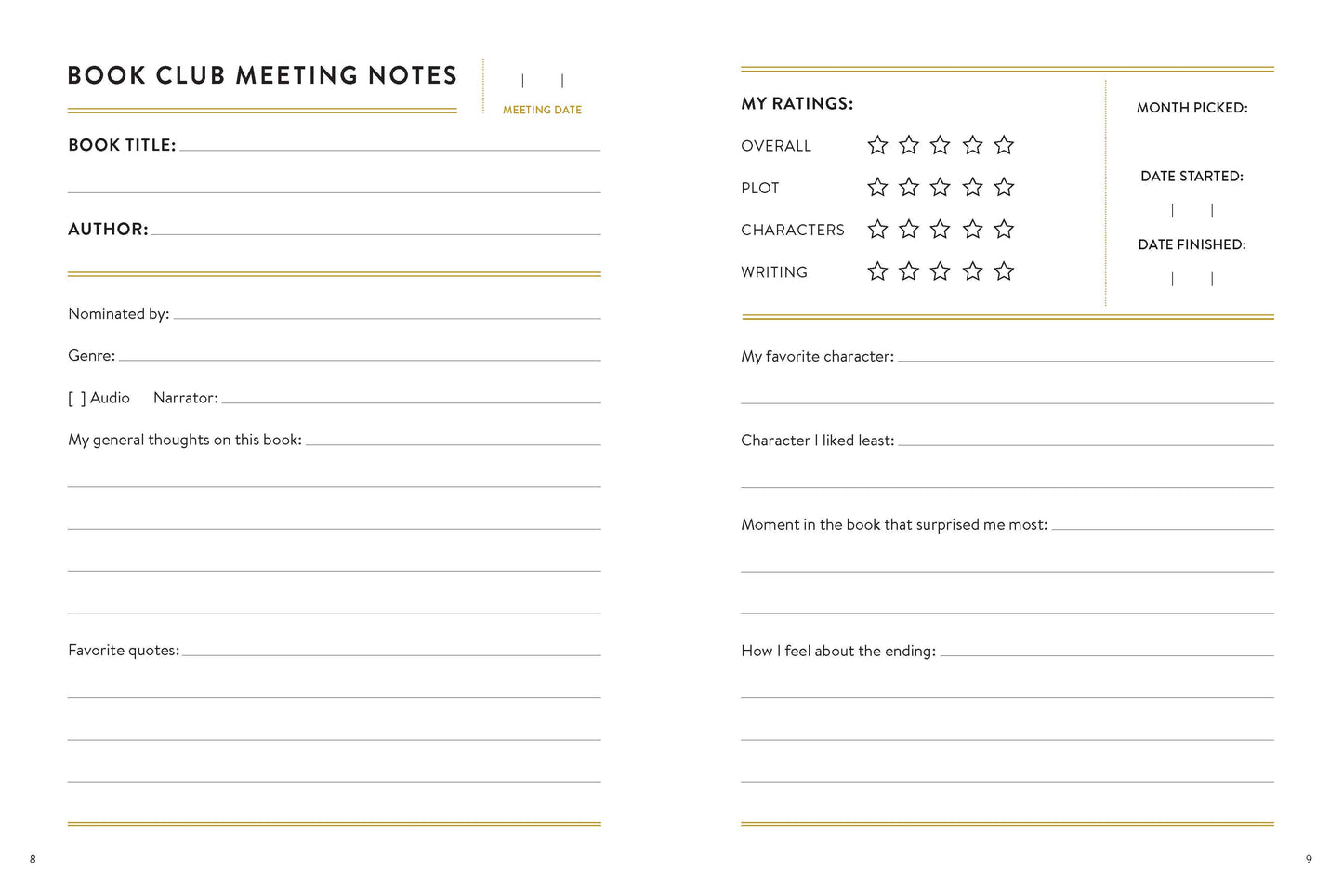 Bibliophile Book Club Journal