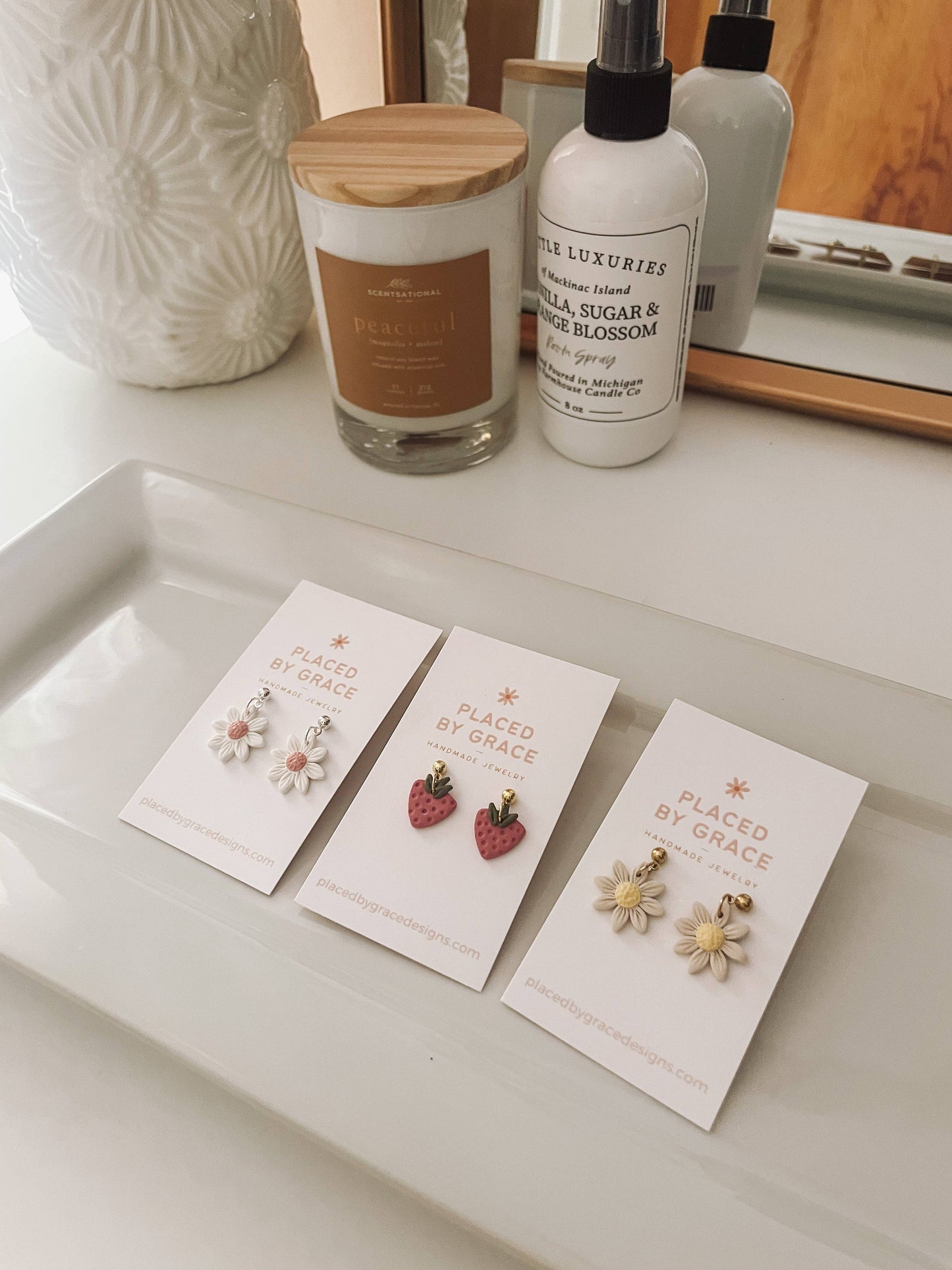Mini Pink Daisy Dangle Earrings