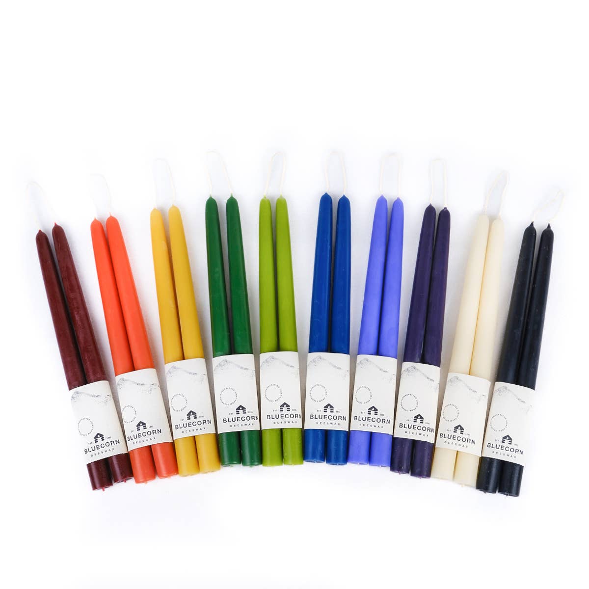 Pair of Hand-Dipped Beeswax Taper Candles: 10" / Red