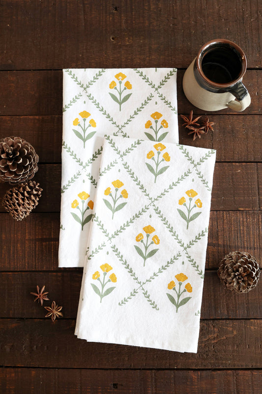 Golden Bloom Tea Towel