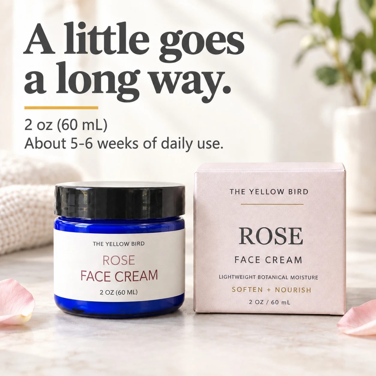 Rose Face Cream 2 oz jar and pink gift box by The Yellow Bird