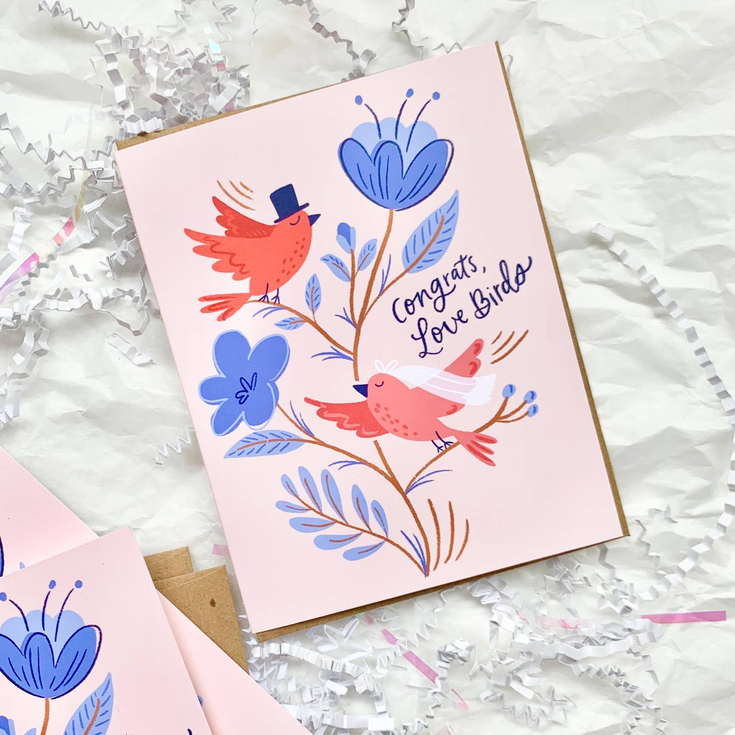 Greeting Card: Wedding Love Birds, Engagement, Anniversary