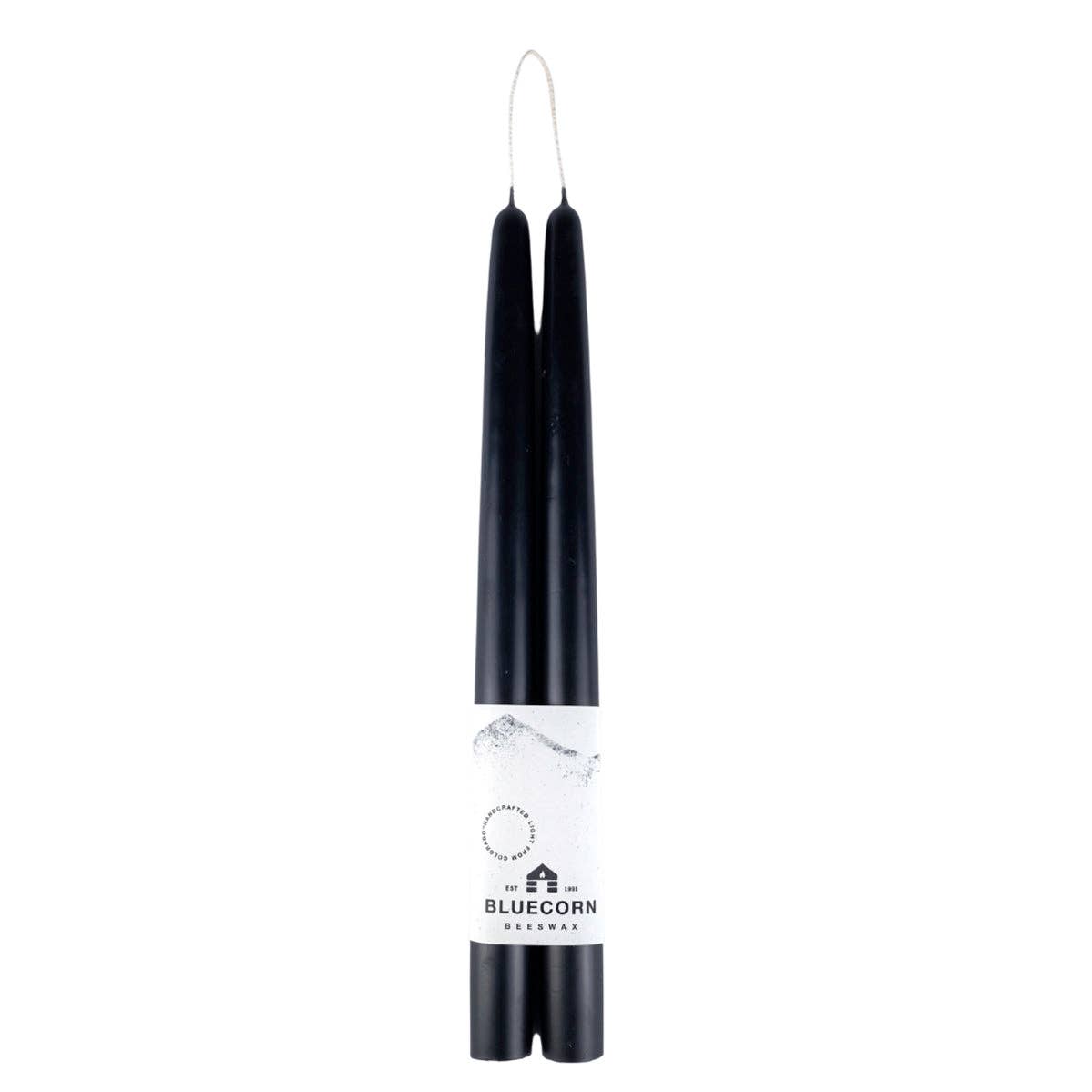 Pair of Hand-Dipped Beeswax Taper Candles: 10" / Black