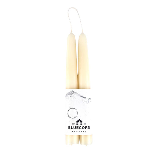 Pair of Ivory Hand-Dipped Beeswax Taper Candles