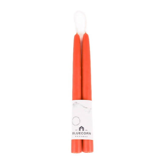 Pair of Apricot Hand-Dipped Beeswax Taper Candles