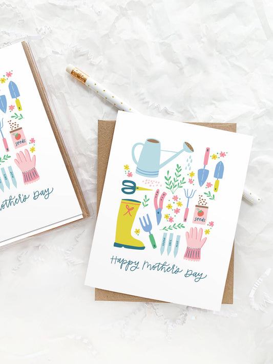 Greeting Card: Mother's Day Garden Tools, Floral, Botanical