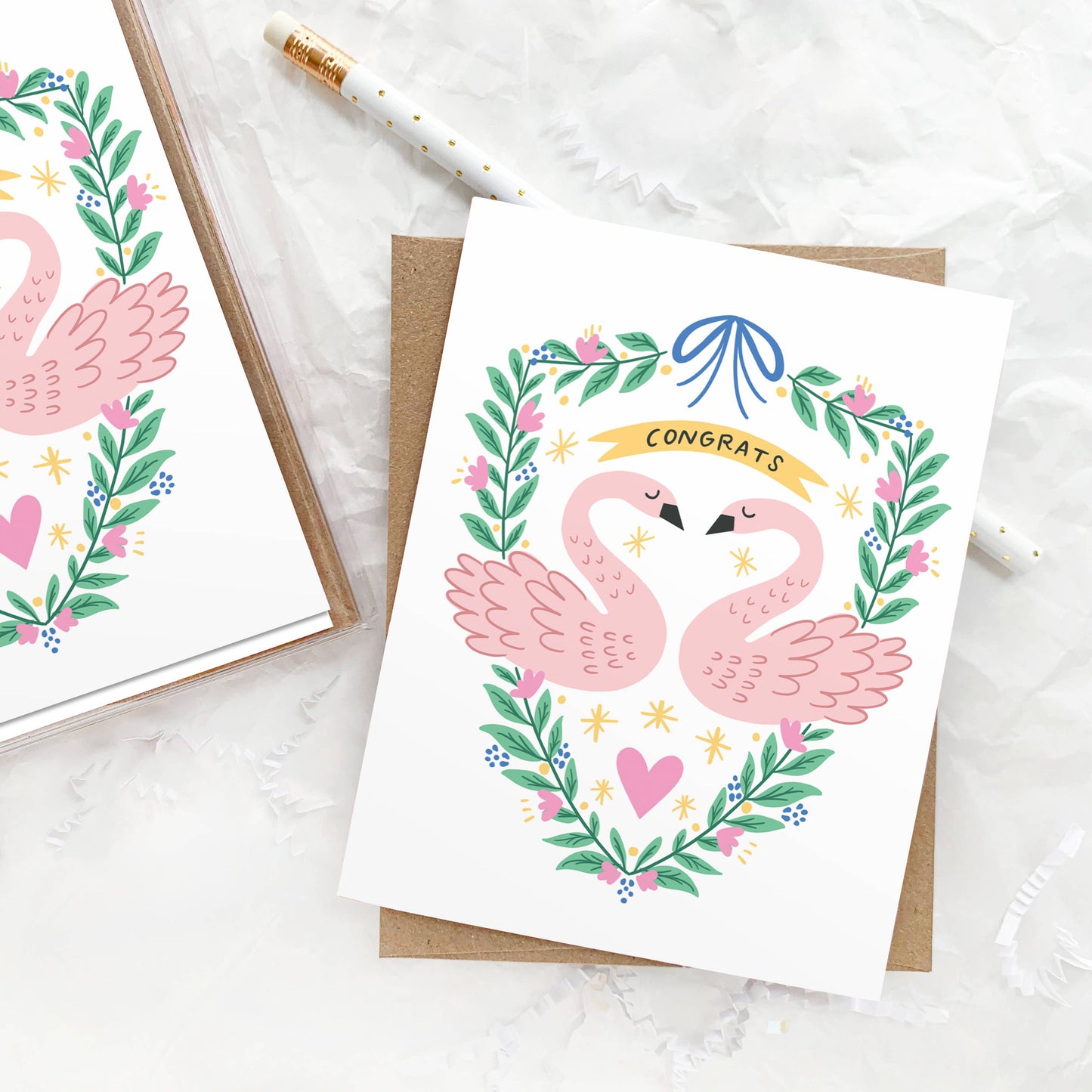 Greeting Card: Wedding Crest Swans, Engagement, Anniversary