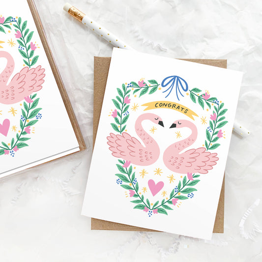 Greeting Card: Wedding Crest Swans, Engagement, Anniversary