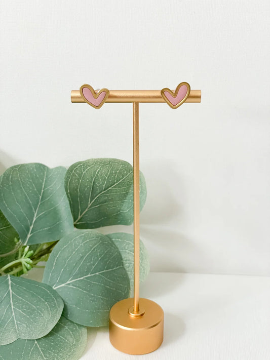 Hope clay Gold-rimmed heart studs