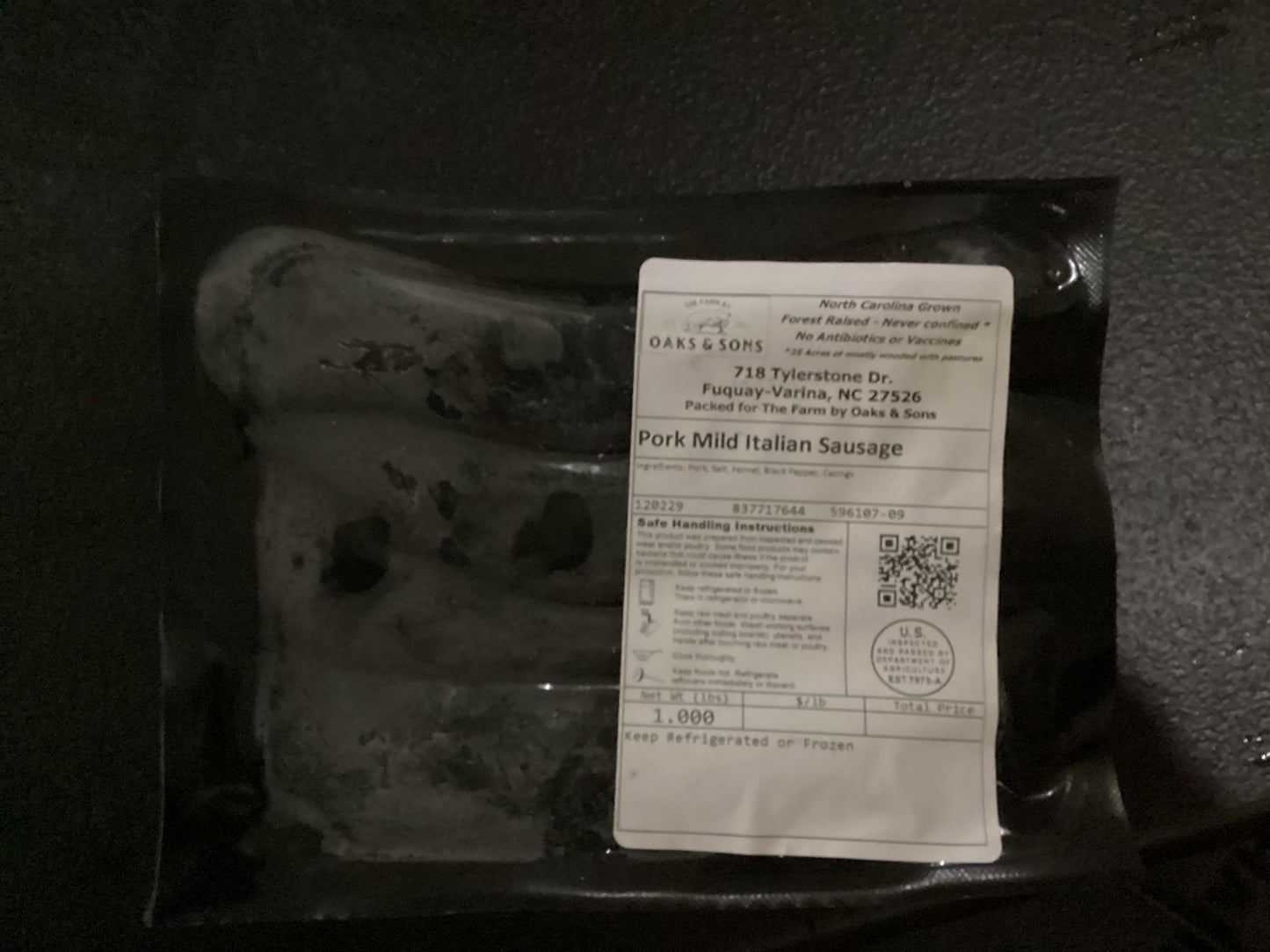Pork Mild Italian Sausage 4 Links - Frozen