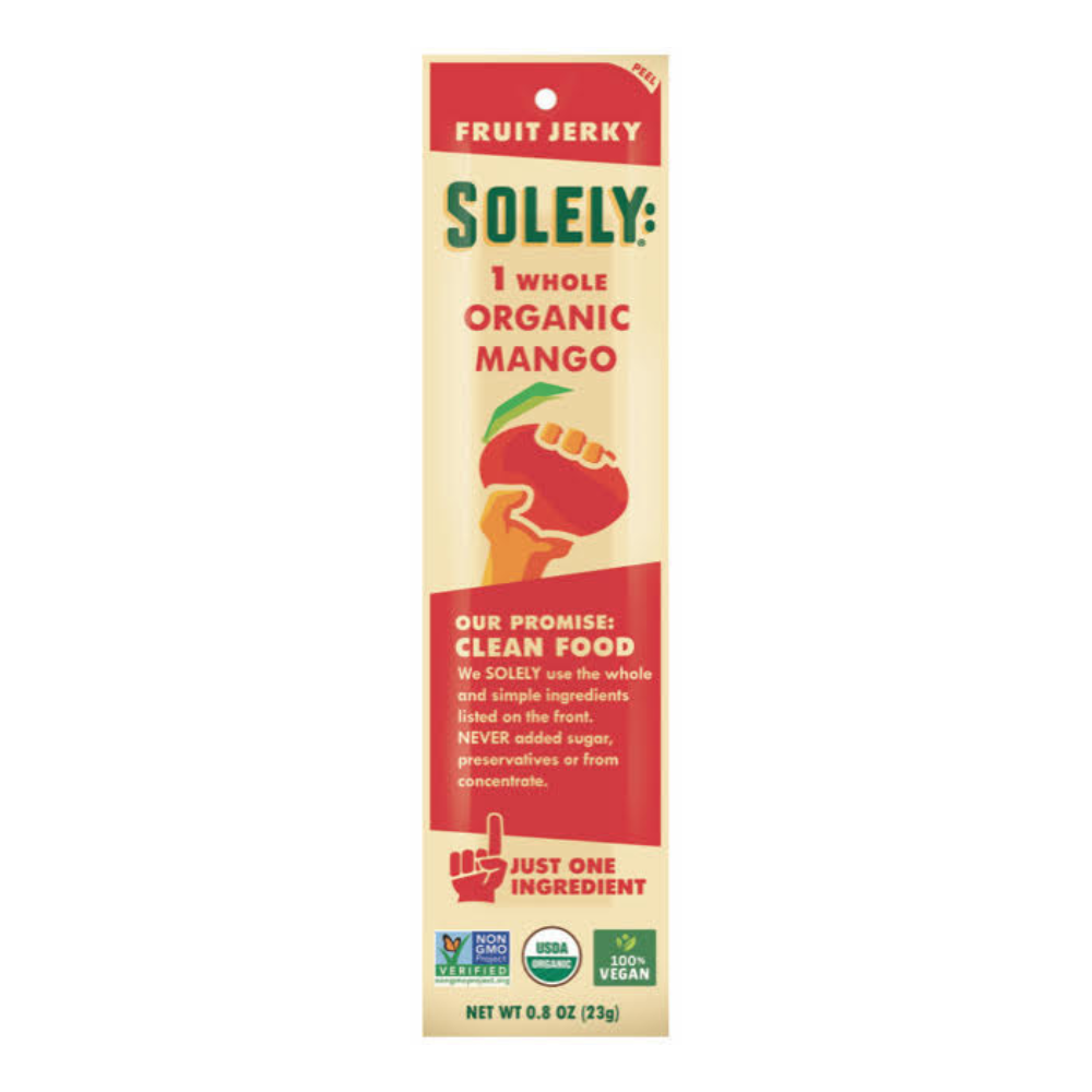 Solely Organic Mango Fruit Jerky Strip 0.8oz (12ct)