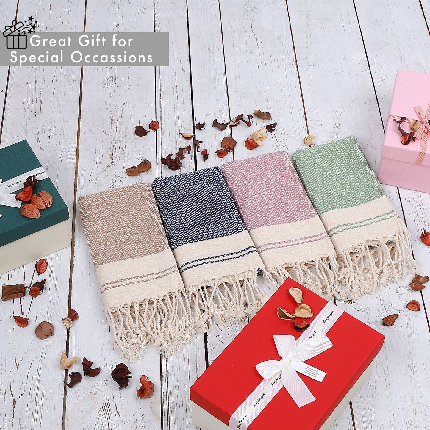 Decorative Turkish Hand Towels for Bathroom & Kitchen