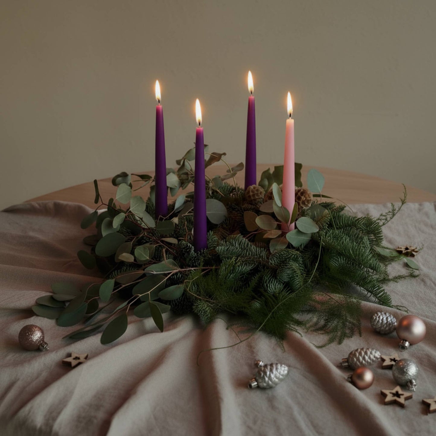 Pair of Hand-Dipped Beeswax Taper Candles