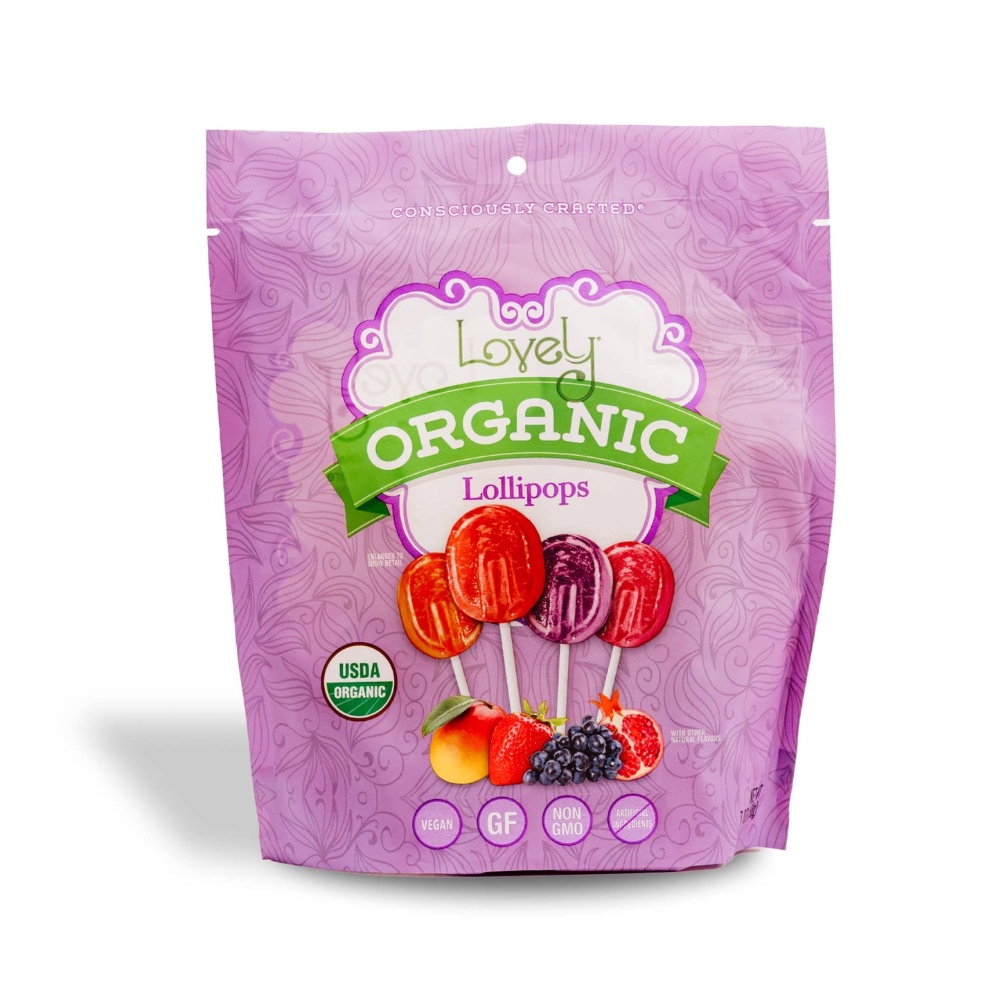 Organic Lollipops - Natural Candy, Gluten Free, No Dyes