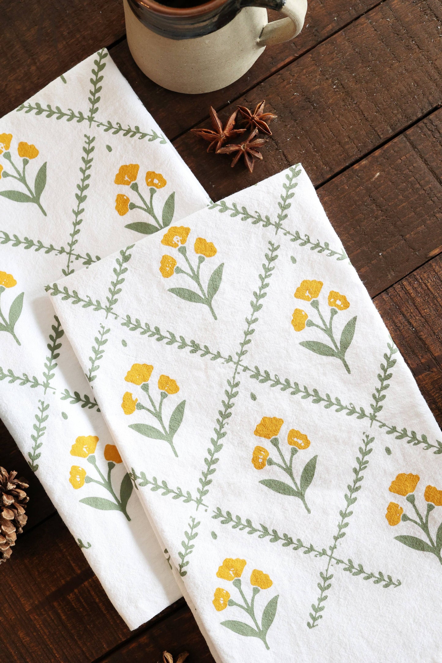 Golden Bloom Tea Towel