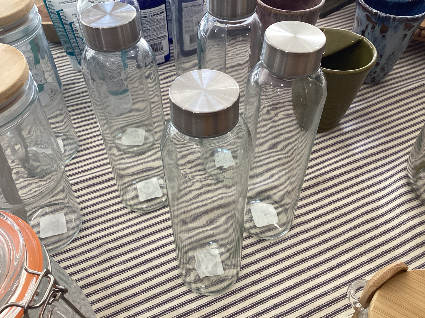 Glass Drinking Bottle with Lid