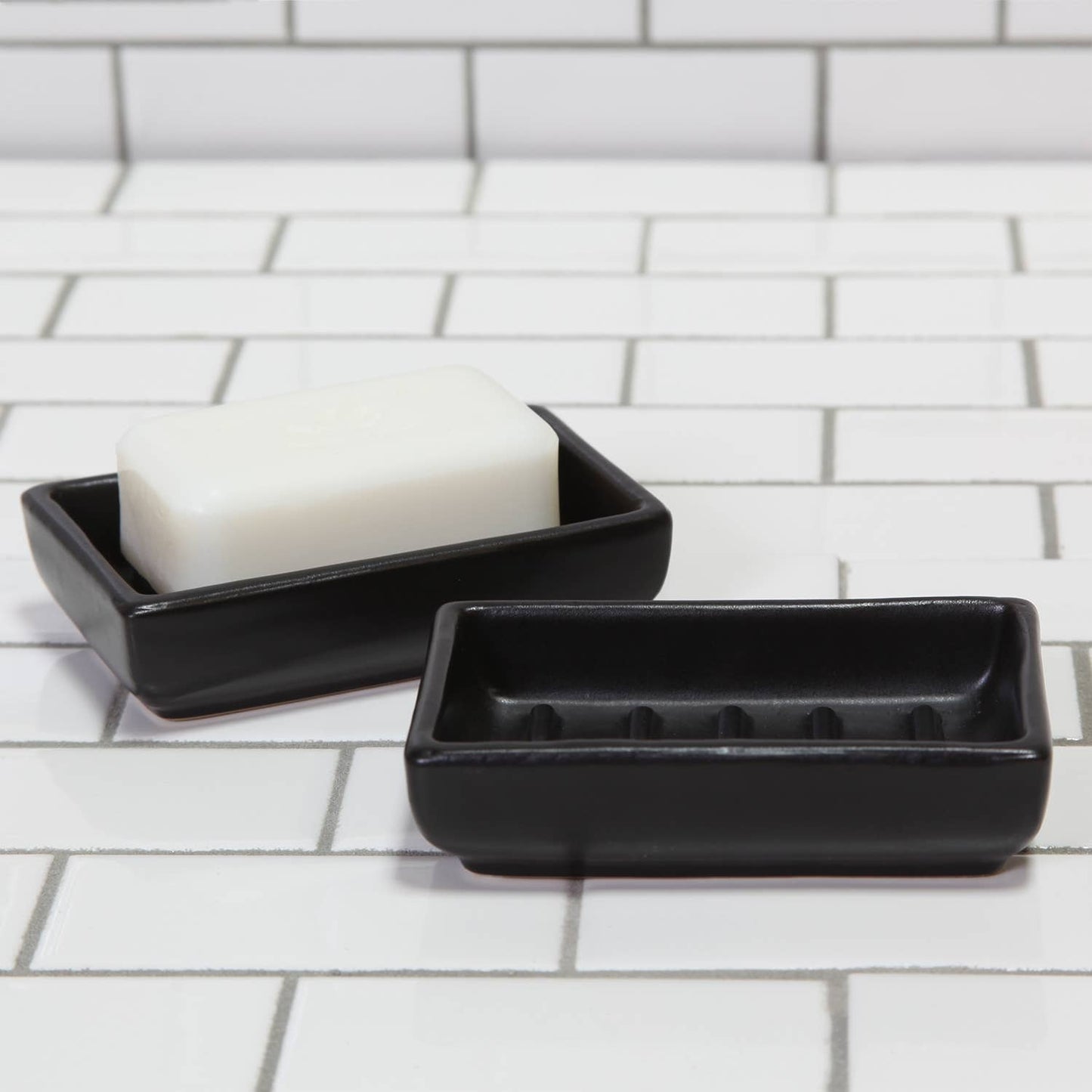 Luna Ceramic Soap Dish - Rect - Matte Black