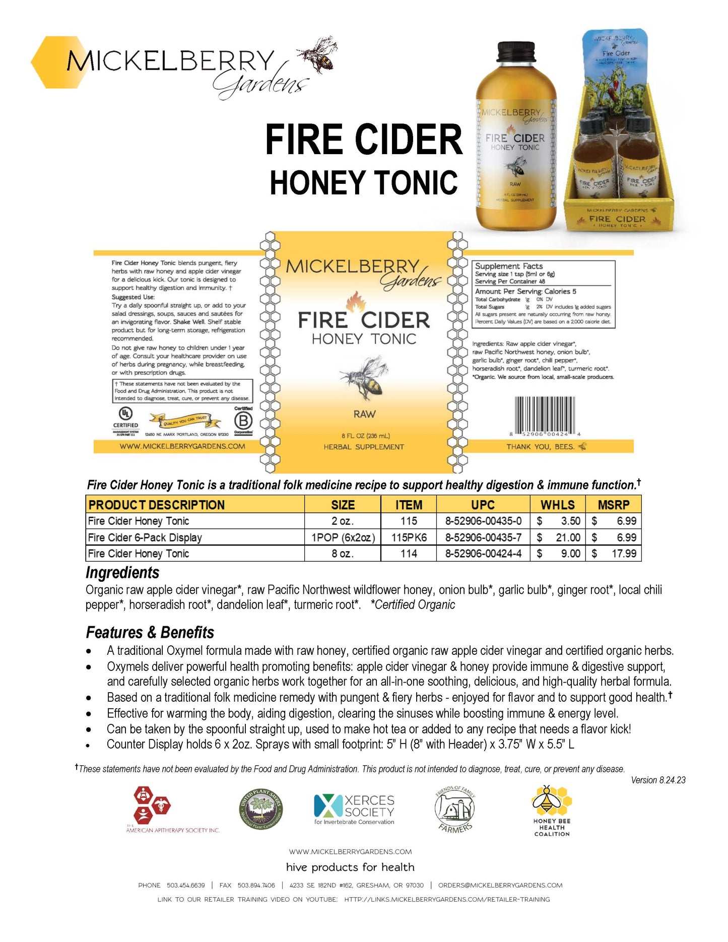 Fire Cider Honey Tonic: 8oz