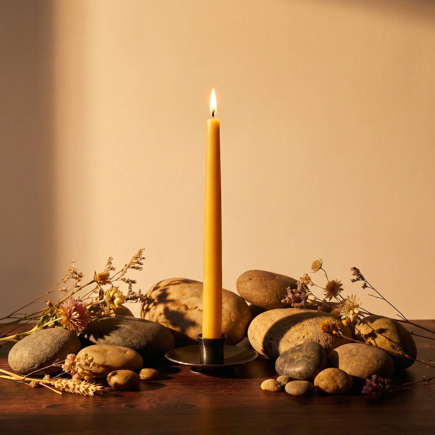 Pair of Hand-Dipped Beeswax Taper Candles