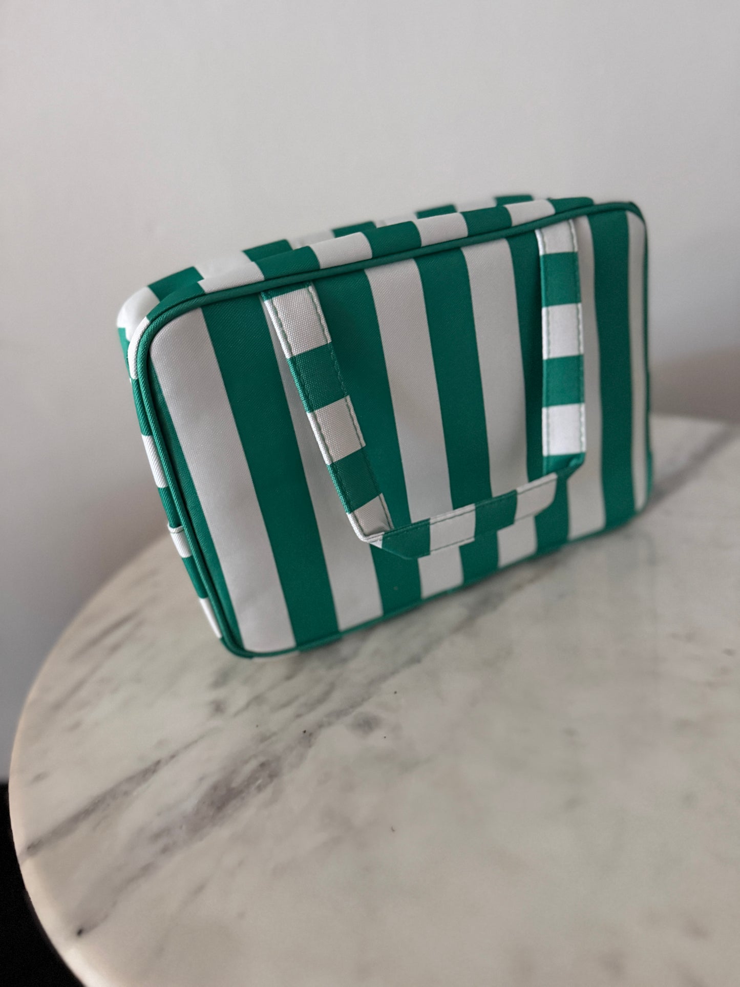 Large striped toiletry bag