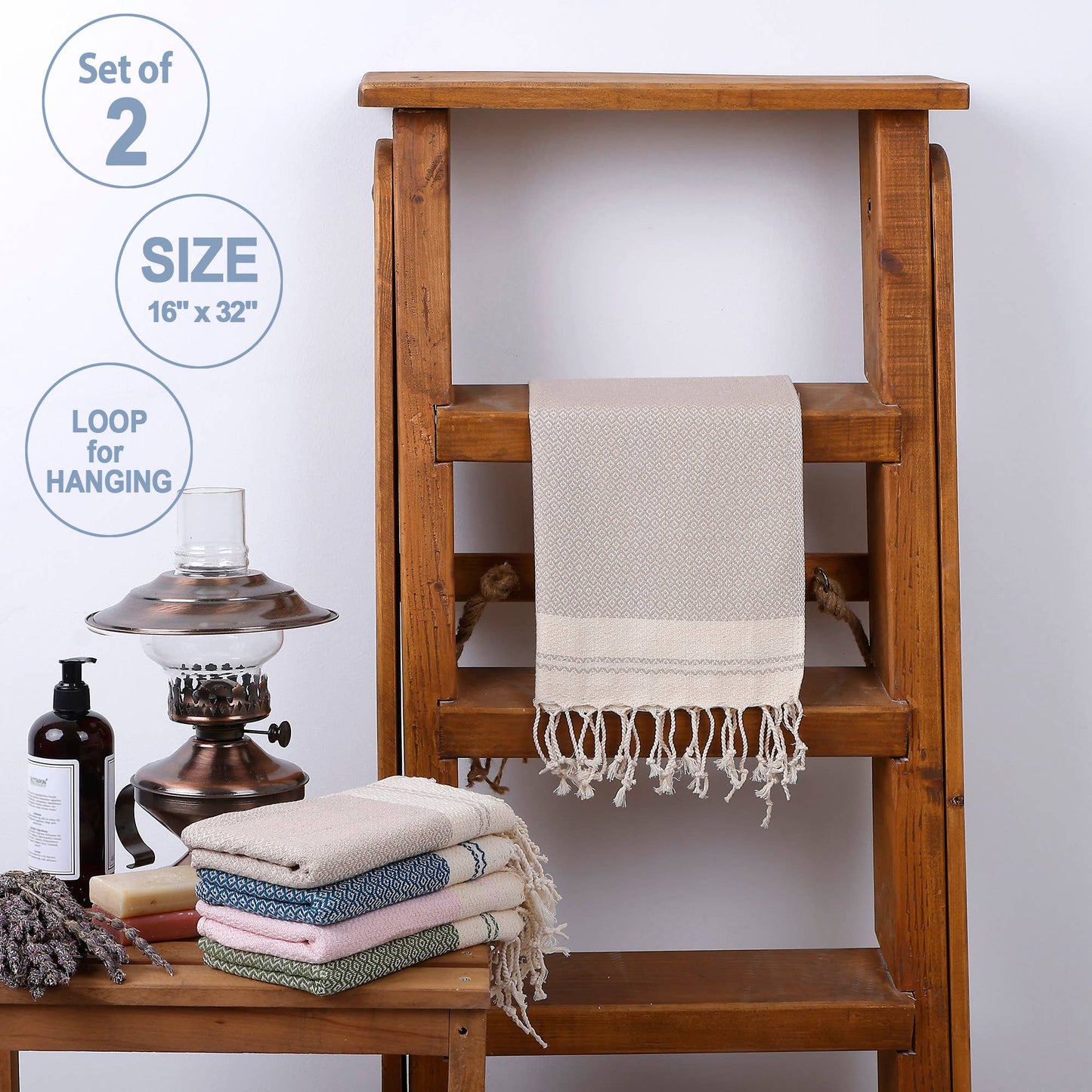 Decorative Turkish Hand Towels for Bathroom & Kitchen