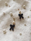 Black Bow Earrings with Pearls