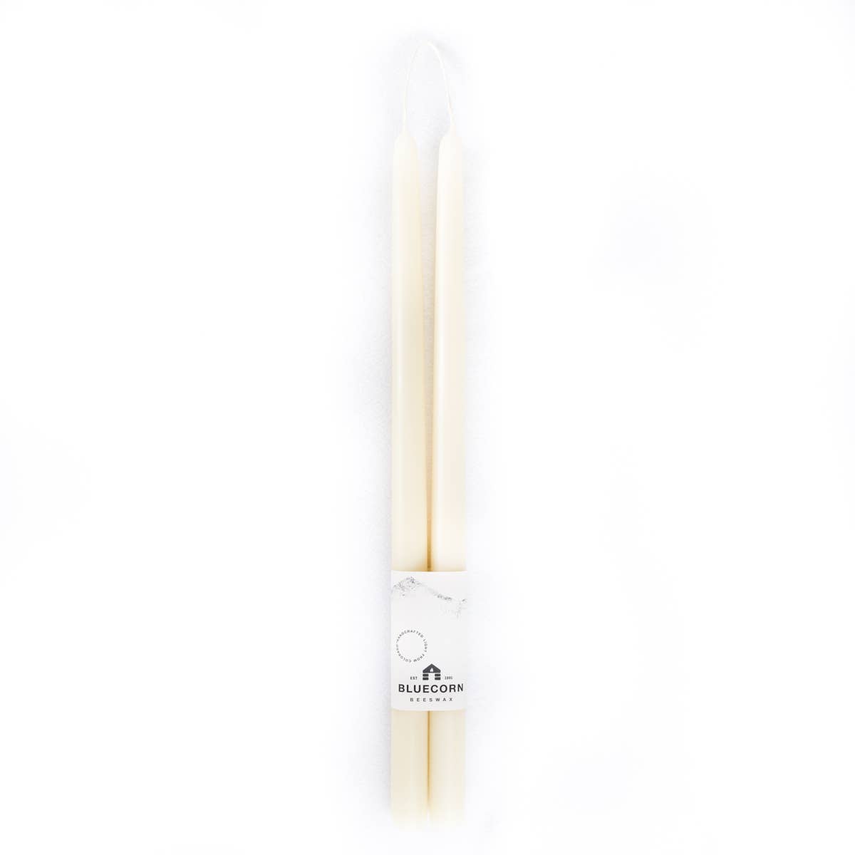Pair of Hand-Dipped Beeswax Taper Candles: 8" / Moss