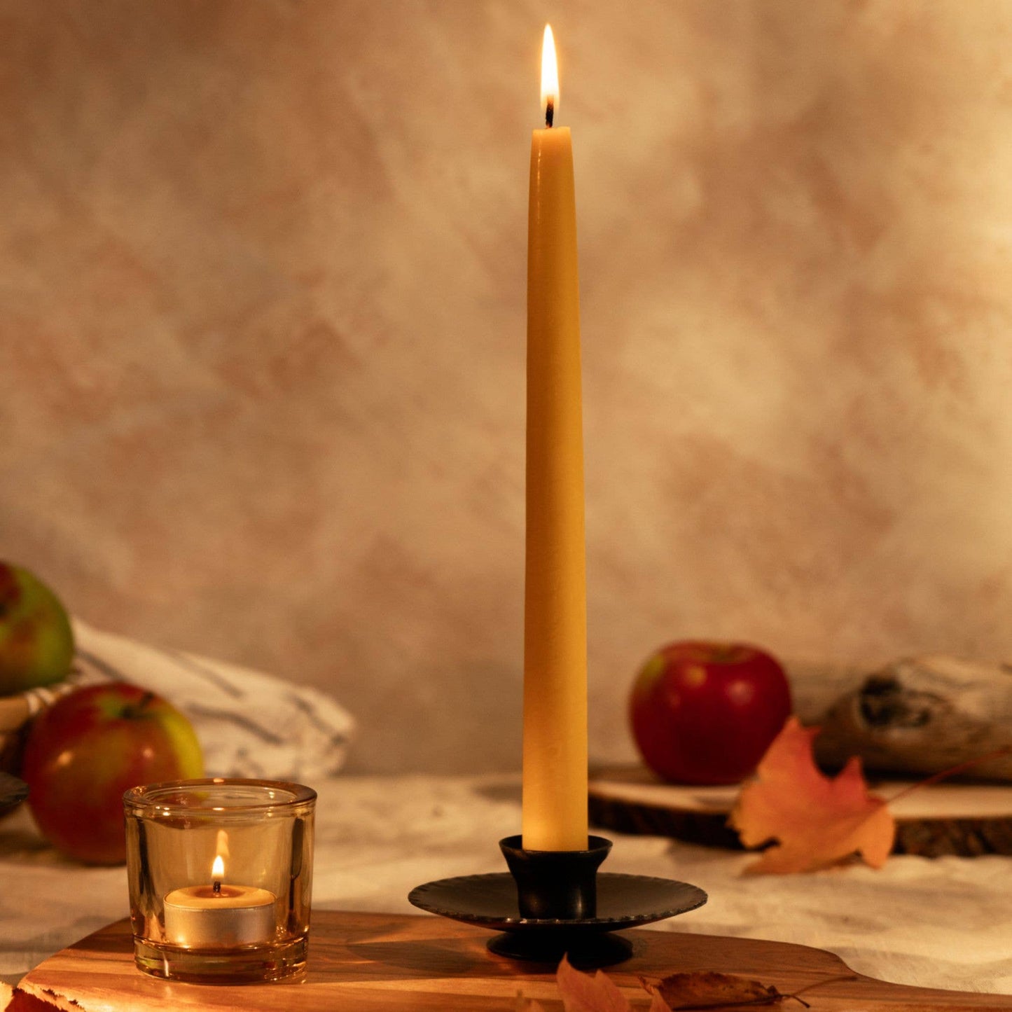 Pair of Hand-Dipped Beeswax Taper Candles