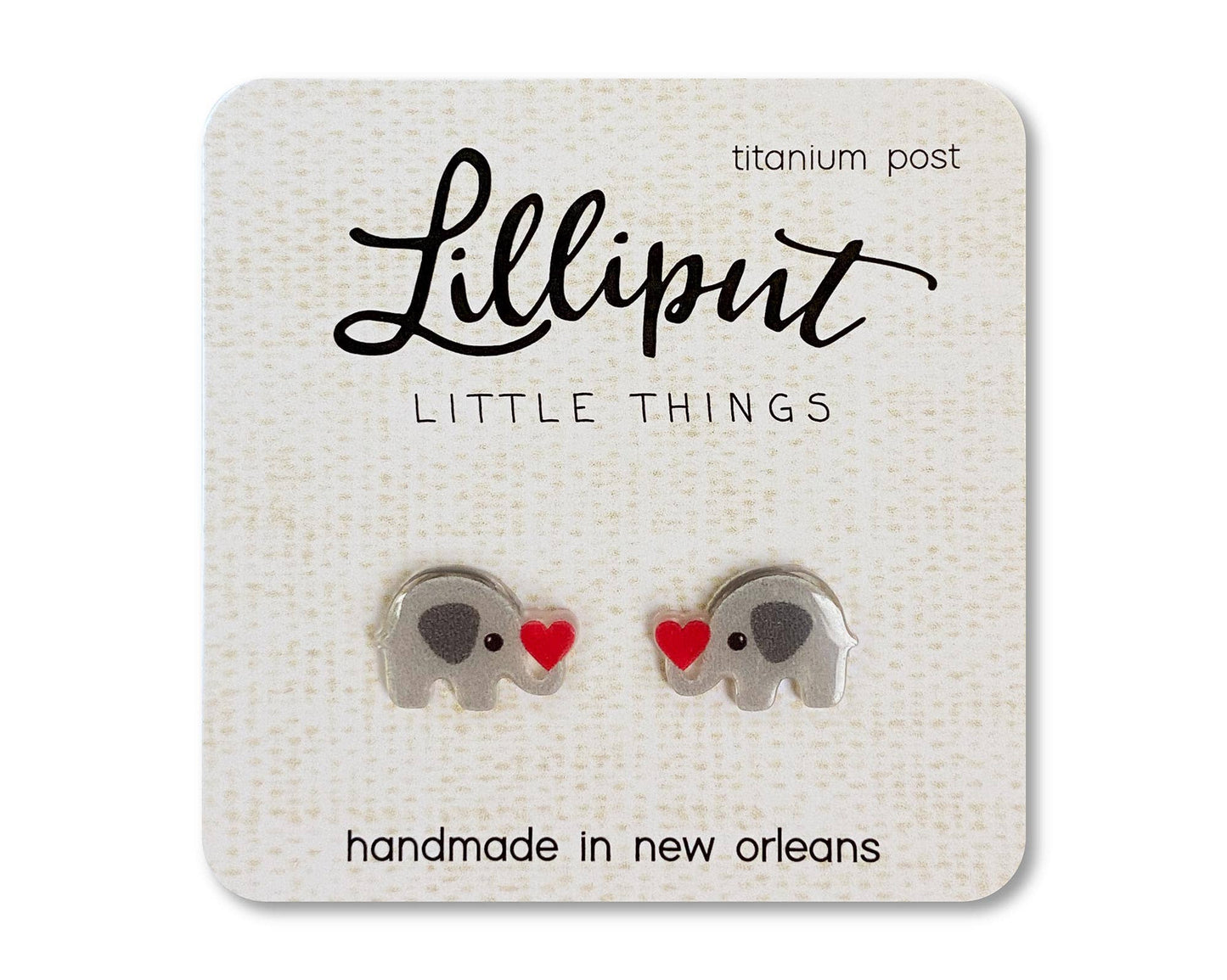 Elephant w Heart Earrings
