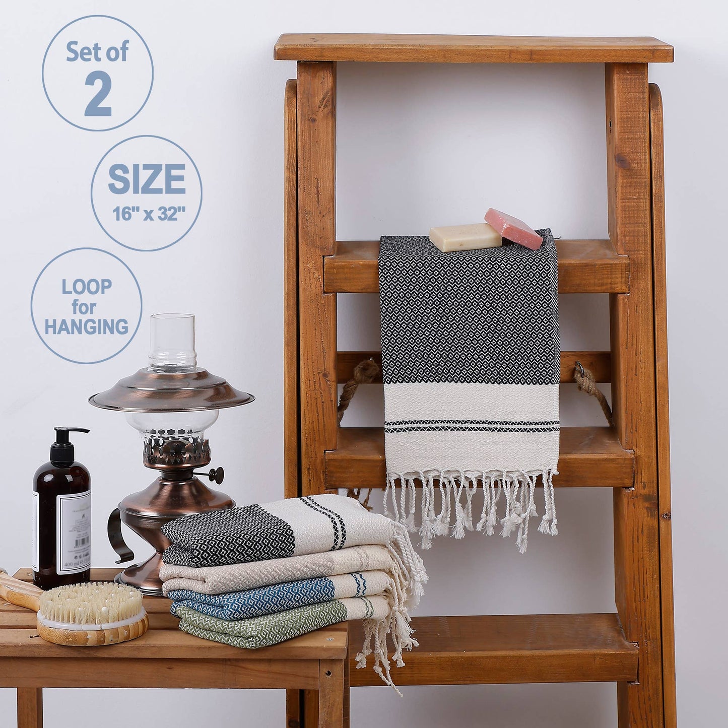 Decorative Turkish Hand Towels for Bathroom & Kitchen