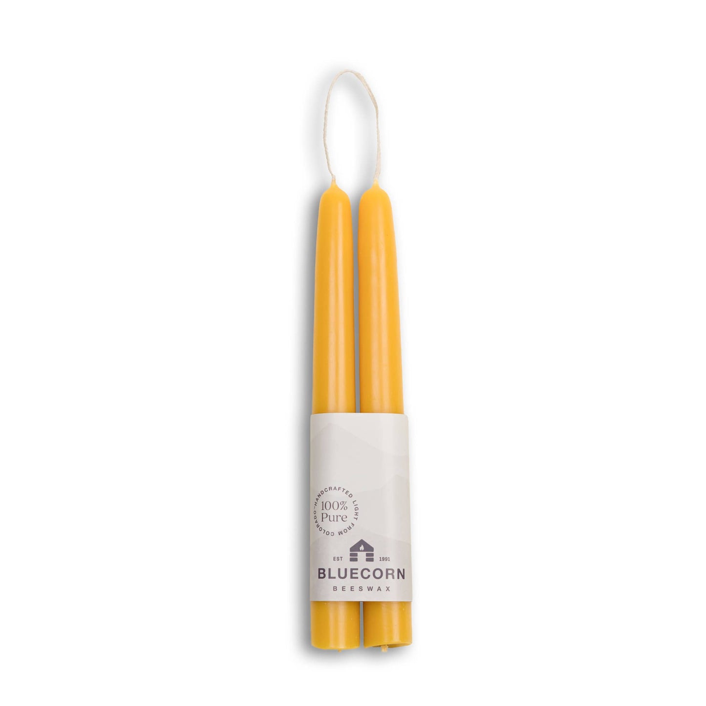 Pair of Hand-Dipped Beeswax Taper Candles