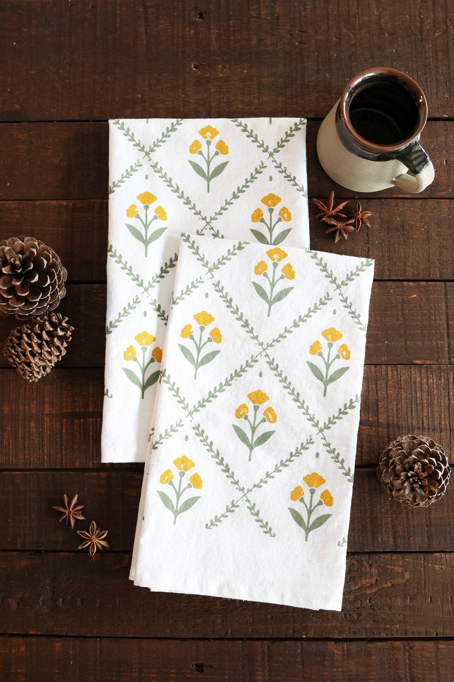 Golden Bloom Tea Towel