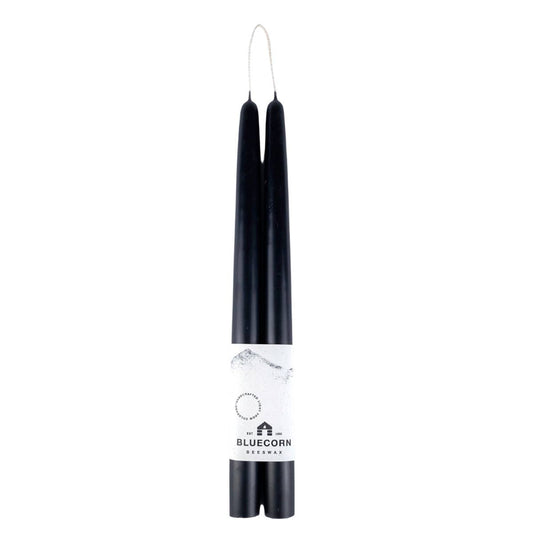 Pair of Hand-Dipped Beeswax Taper Candles: 10" / Black