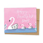 Greeting Card: Mother's Day Mama & Baby Swans, Pink New Mom