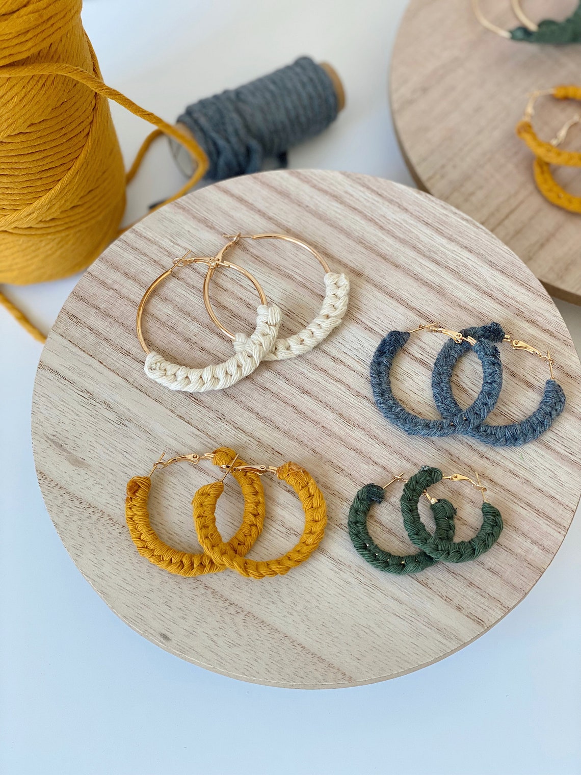 Hoop Earrings with Macrame