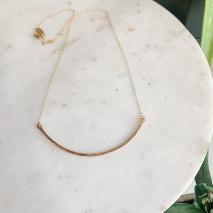Hammered Curved Bar Layering Dainty Necklace